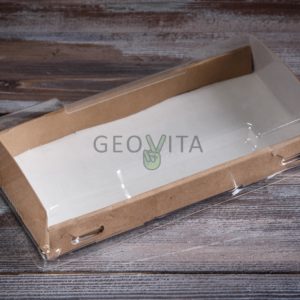 Коробка с прозрачной крышкой средний © GEOVITA - Одноразовая посуда от производителя!