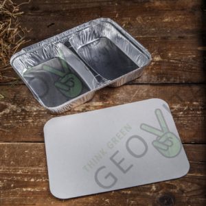 Алюминиевая форма 2 секции с крышкой © GEOVITA - Одноразовая посуда от производителя!