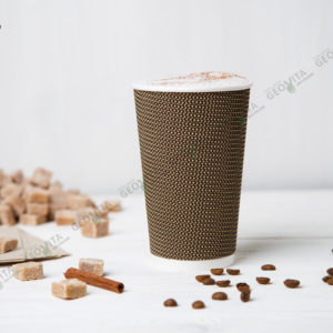 Стакан одноразовый рифленый для кофе 480 мл © GEOVITA - Одноразовая посуда от производителя!