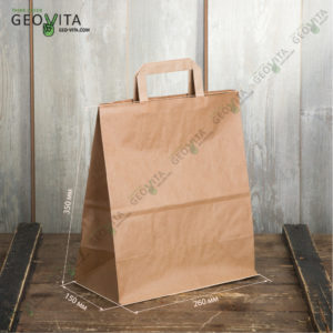 Бумажный пакет с пл. ручками 260*150*350 мм © GEOVITA - Одноразовая посуда от производителя!