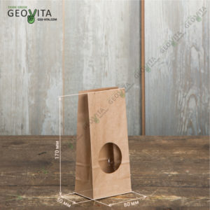 Пакет с окном 80*50*170 мм © GEOVITA - Одноразовая посуда от производителя!