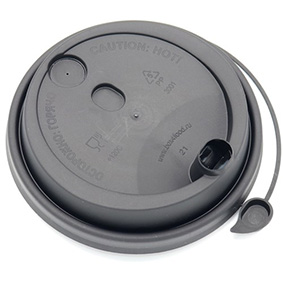 Крышка для стакана с клапаном 80 мм, черная матовая © GEOVITA - Одноразовая посуда от производителя!