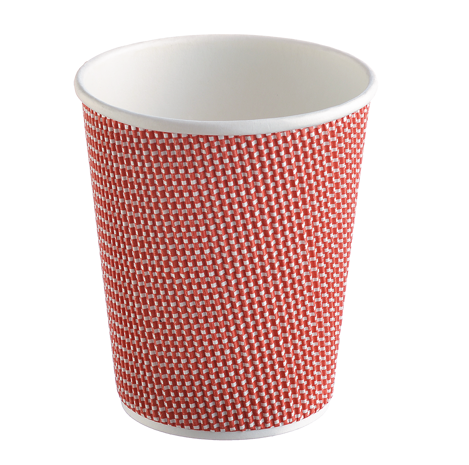 Стакан одноразовый гофрированный для кофе 240 мл, красный © GEOVITA - Одноразовая посуда от производителя!