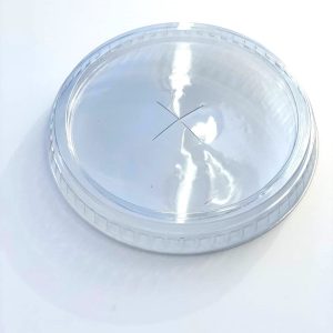 Крышка плоская с отверстием прозрачная © GEOVITA - Одноразовая посуда от производителя!