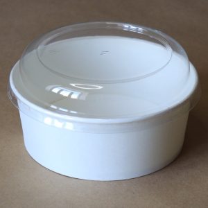 Белый контейнер круглый с купольной прозрачной крышкой, 1000 мл © GEOVITA - Одноразовая посуда от производителя!