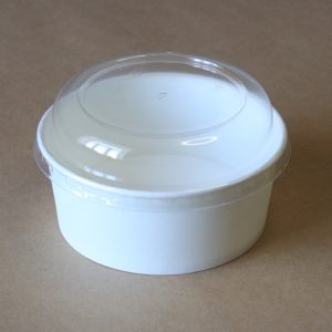 Белый контейнер круглый с купольной прозрачной крышкой, 800 мл © GEOVITA - Одноразовая посуда от производителя!