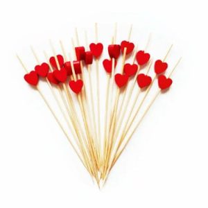 Пика «Красное сердце» 120 мм, бамбук &copy; GEOVITA - Одноразовая посуда от производителя!